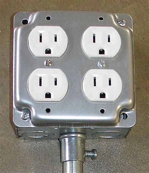 4 plug outlet metal box|4 receptacle outlet box.